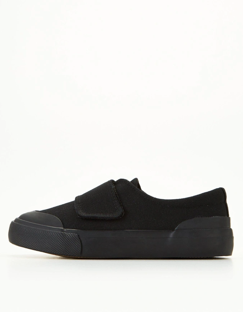 Unisex Canvas Pump School Shoes - Black