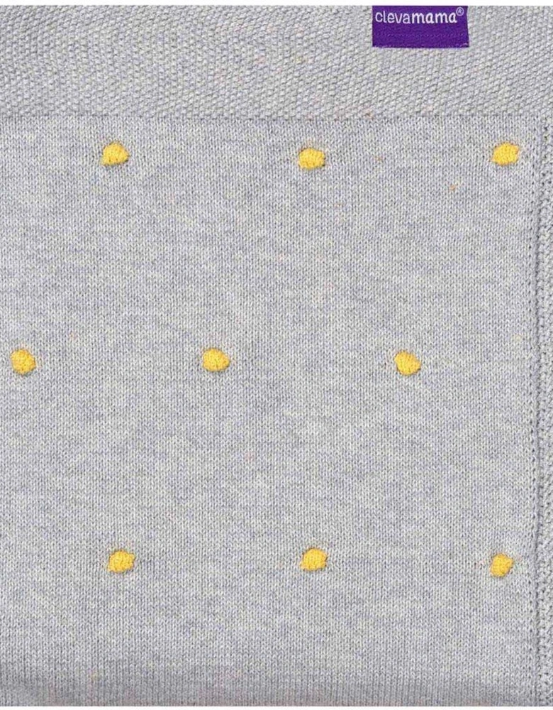 Knitted Pom Pom Baby Blanket -  Cotton 80 x 100 cm - Grey