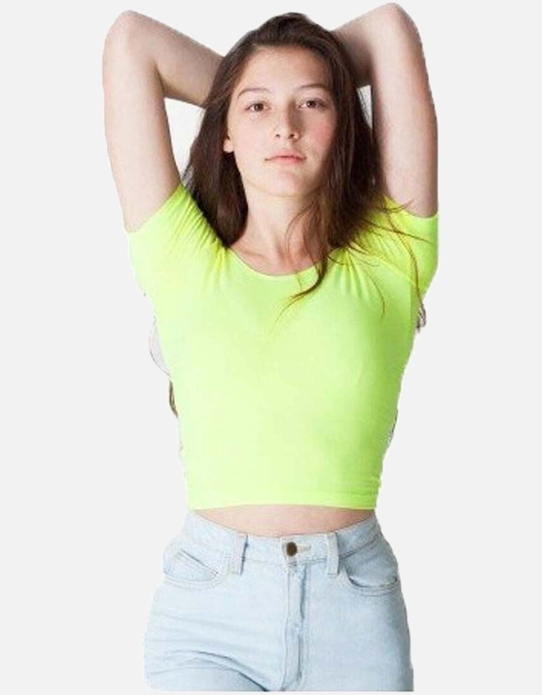 Womens/Ladies Plain Cropped Short Sleeve T-Shirt