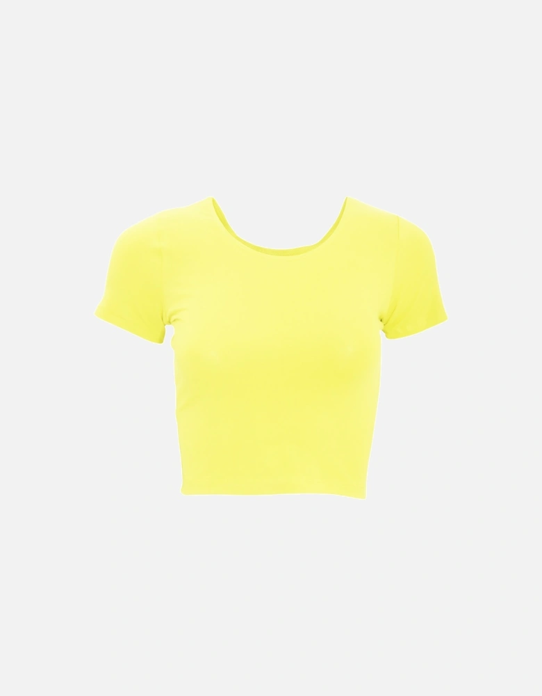 Womens/Ladies Plain Cropped Short Sleeve T-Shirt