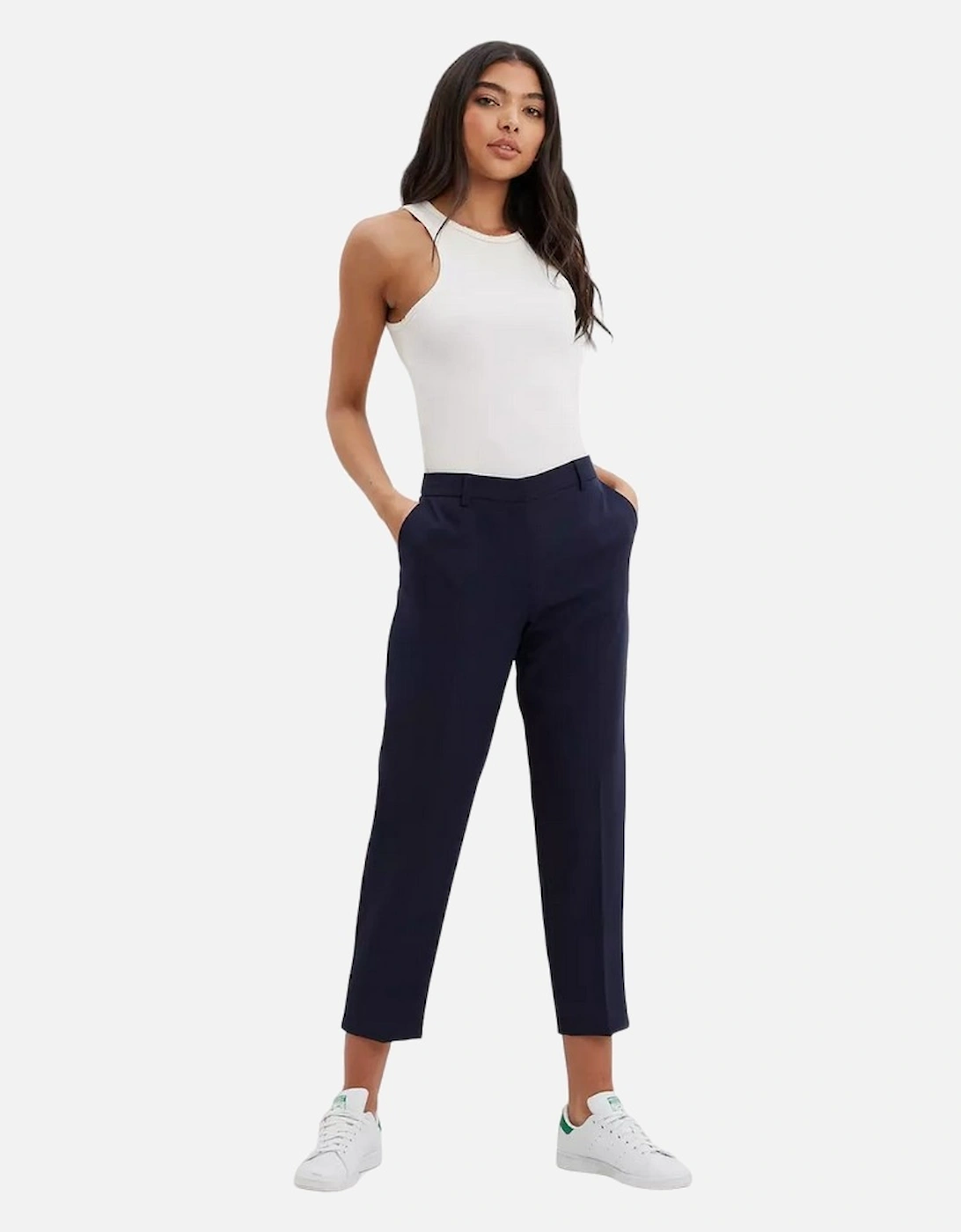 Womens/Ladies Plain Tall Ankle Grazer Trousers, 5 of 4