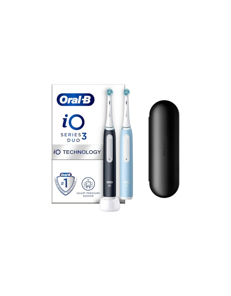 Oral-B iO3 Matt Black & Ice Blue (Duo Pack + Travel Case)