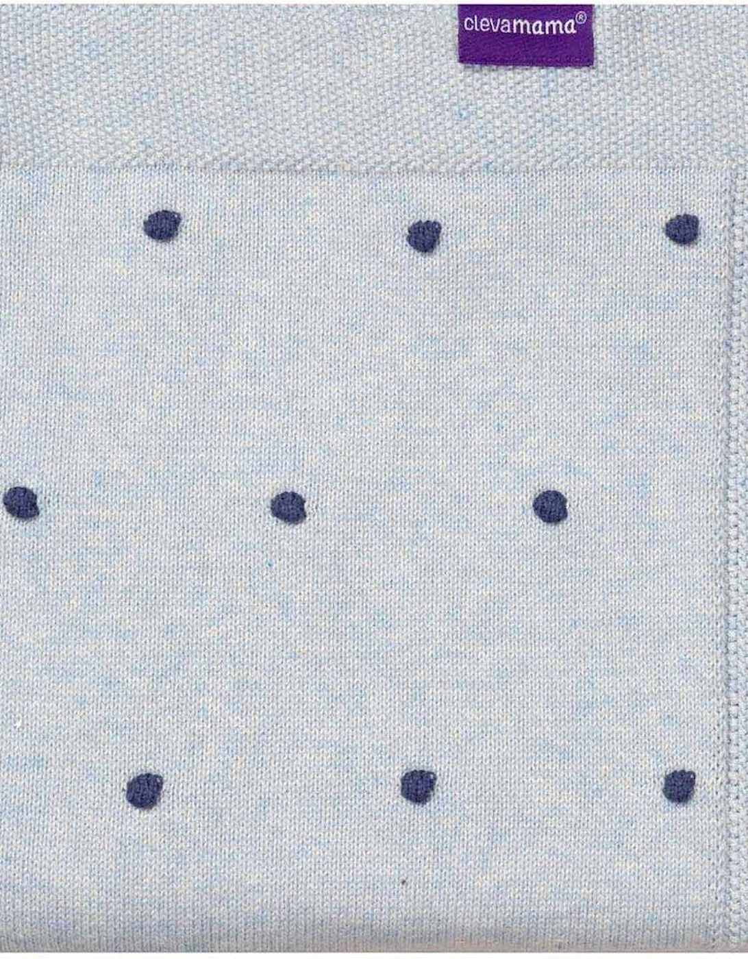 Knitted Pom Pom Baby Blanket -  Cotton 80 x 100 cm - Blue, 2 of 1