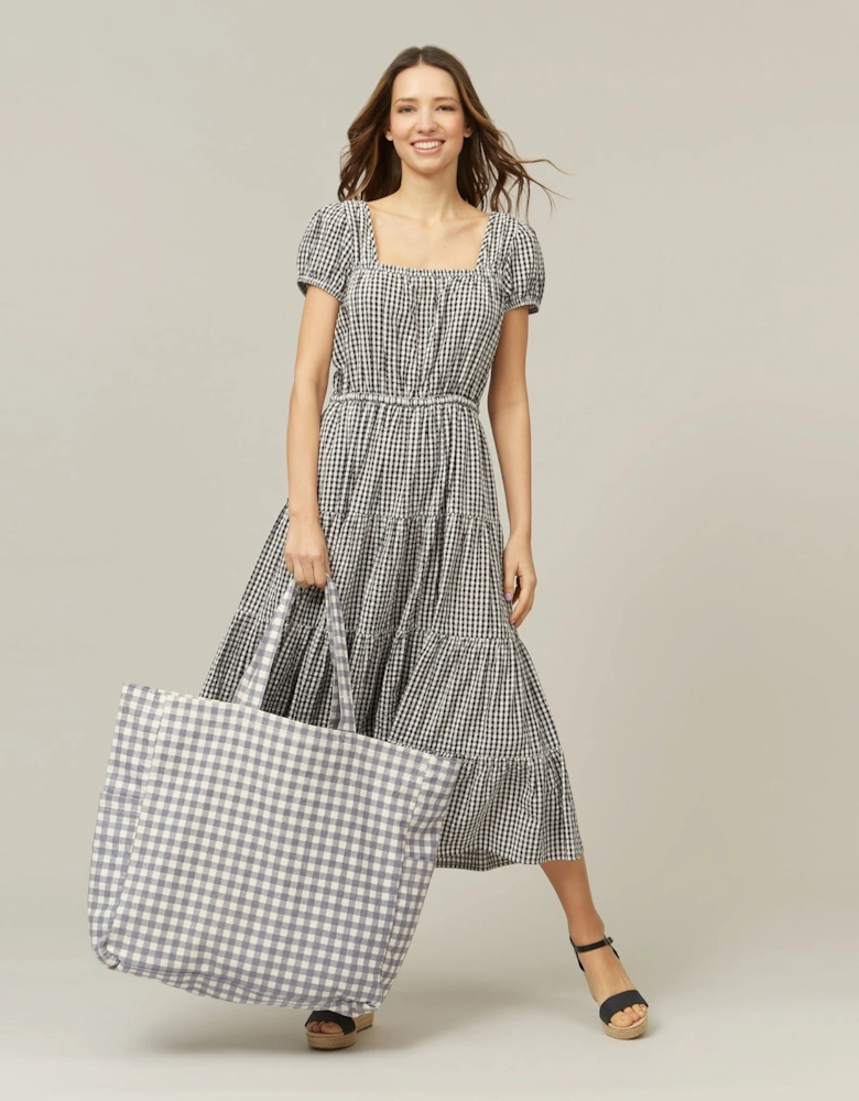GINGHAM SHOPPER - GREY