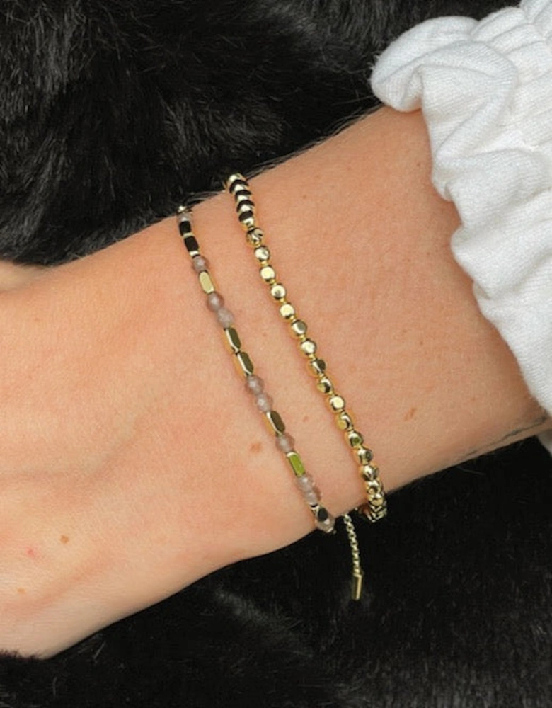 Morse Code Positivity Gemstone Gold Bracelet