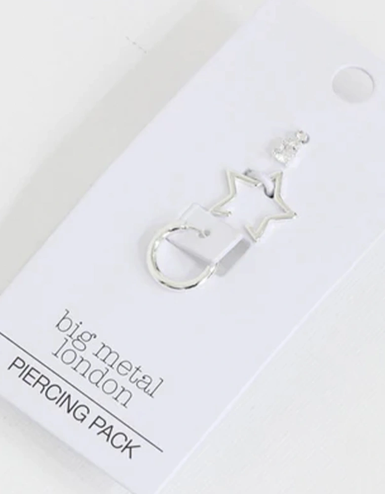 Marie Piercing Pack Of Stud, Ear Cuff And Huggie - Silver