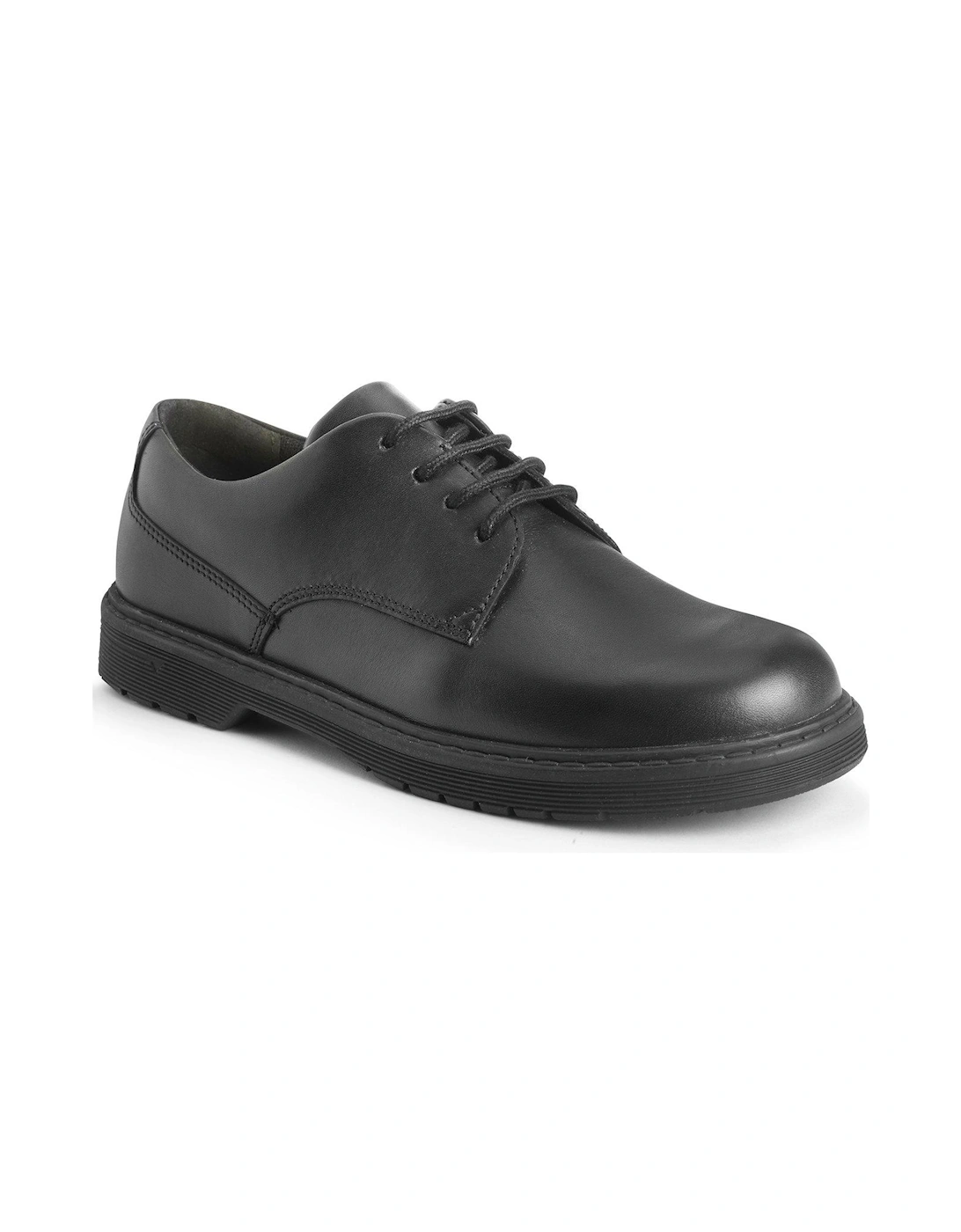 Glitch Black Leather Lace Up School Shoe, 2 of 1