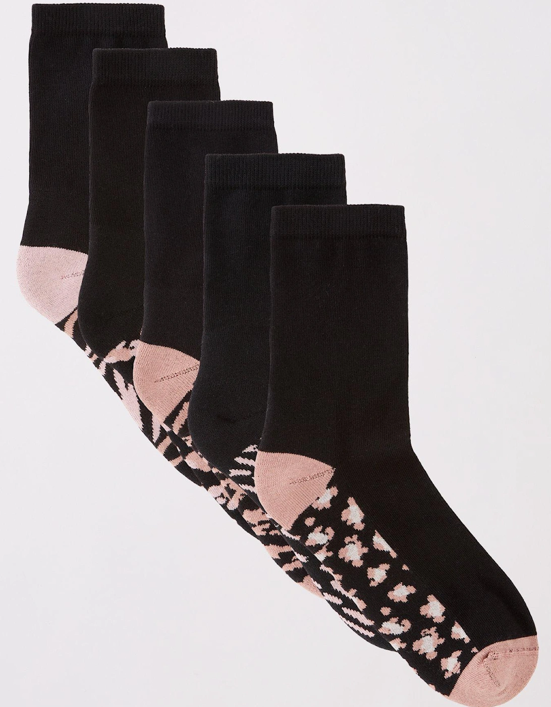 5 Pack Cushioned Ankle Socks With Printed Sole - Black, 2 of 1