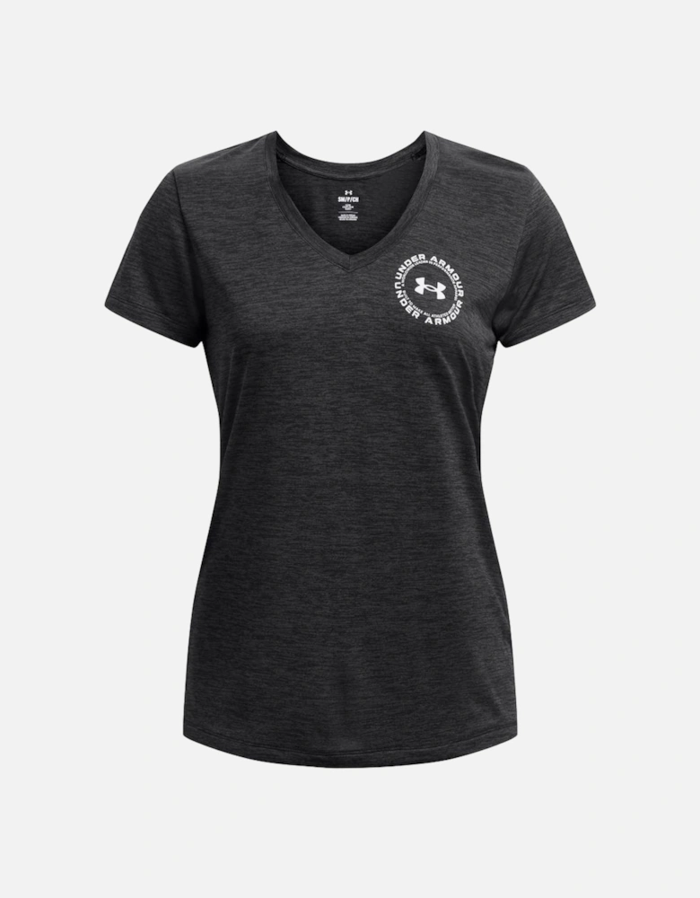 Womens Tech Twist Crest V-Neck T-Shirt
