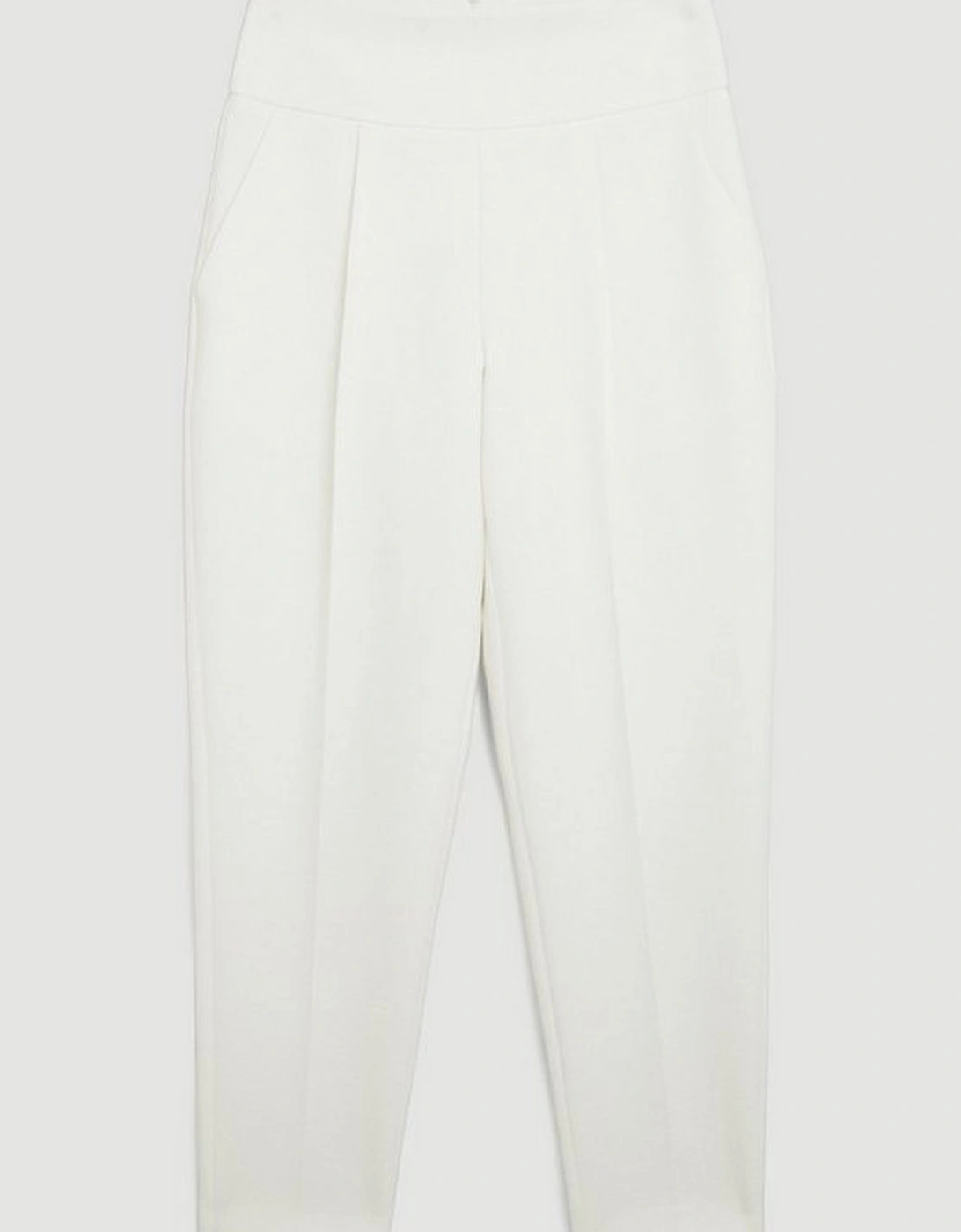 Compact Stretch High Waisted Straight Leg Trousers