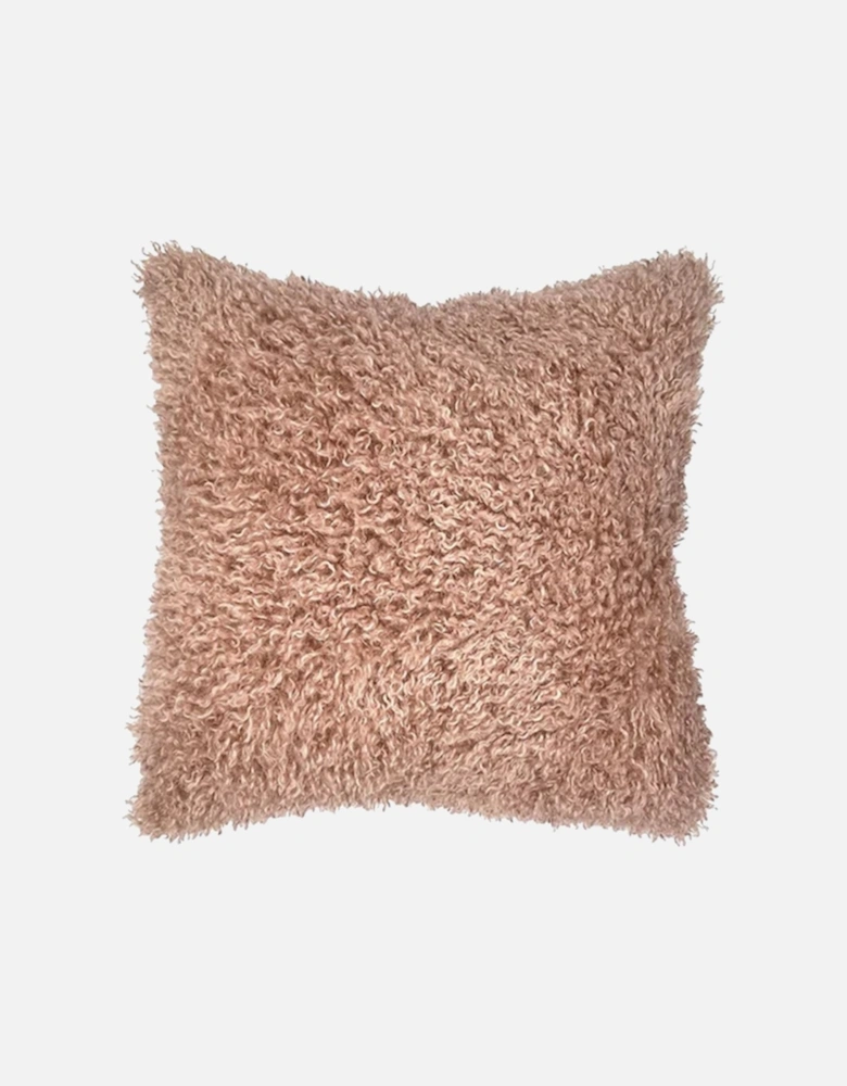 Teddy Faux Mongolian Cushion - Pink