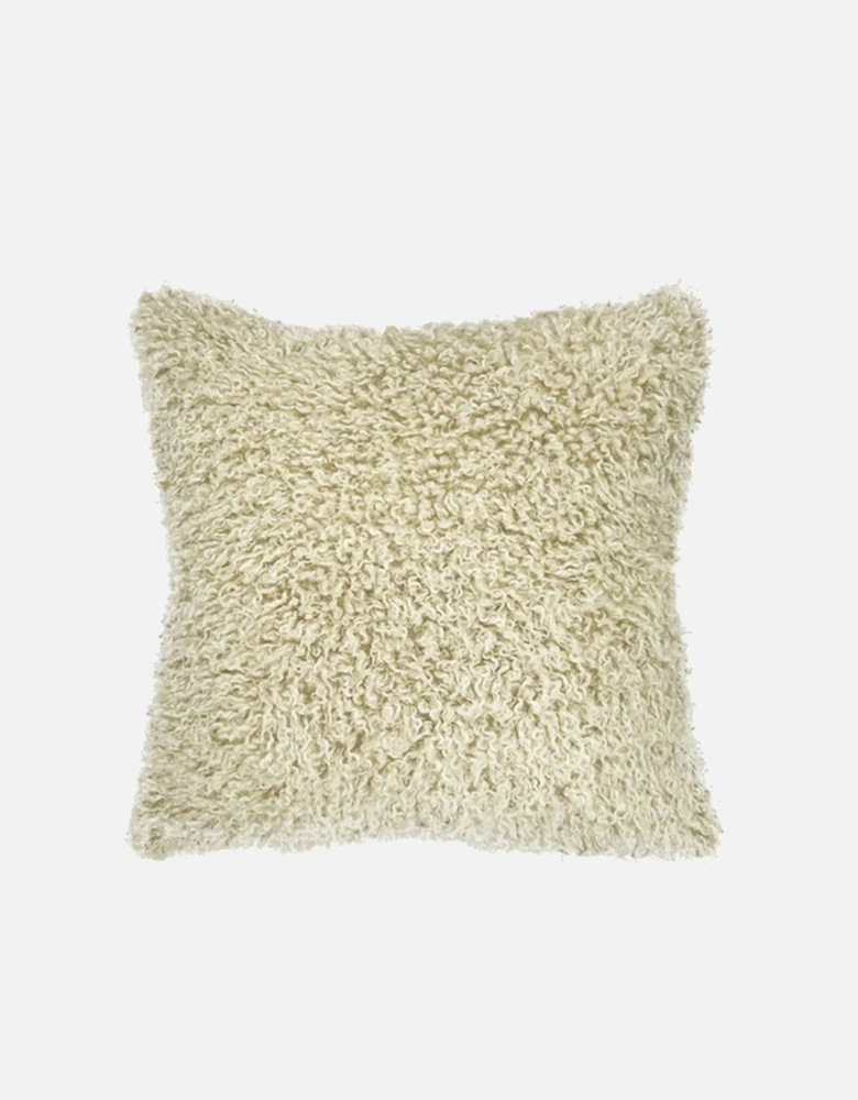 Teddy Faux Mongolian Cushion - Cream