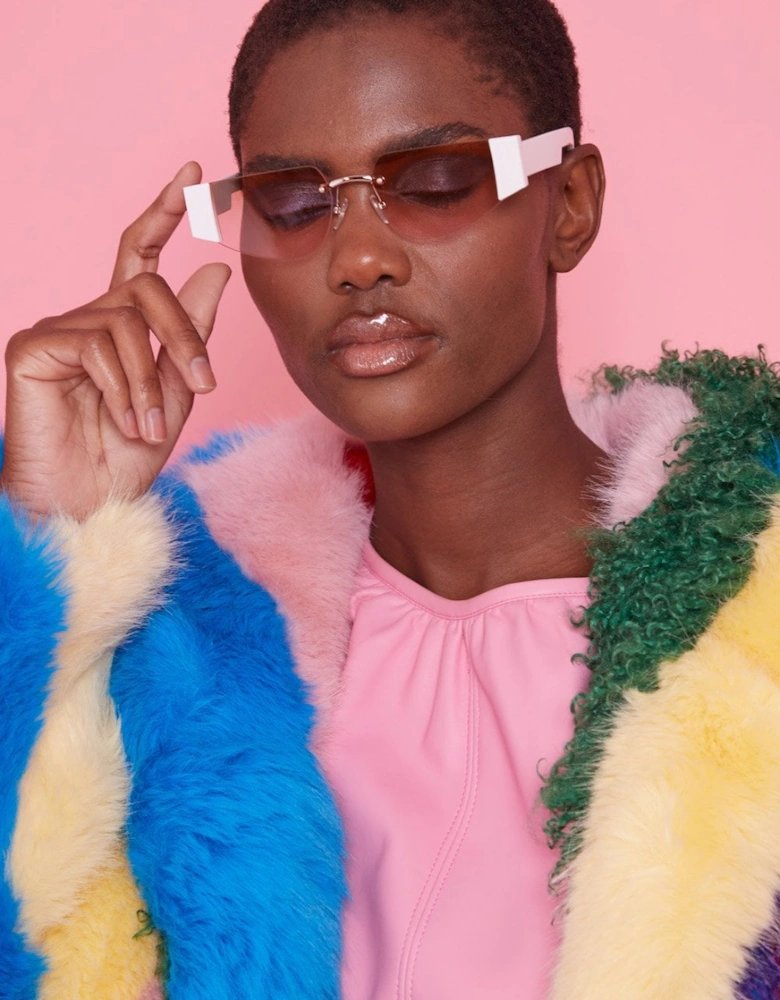 White and Pink Lens Sunglasses