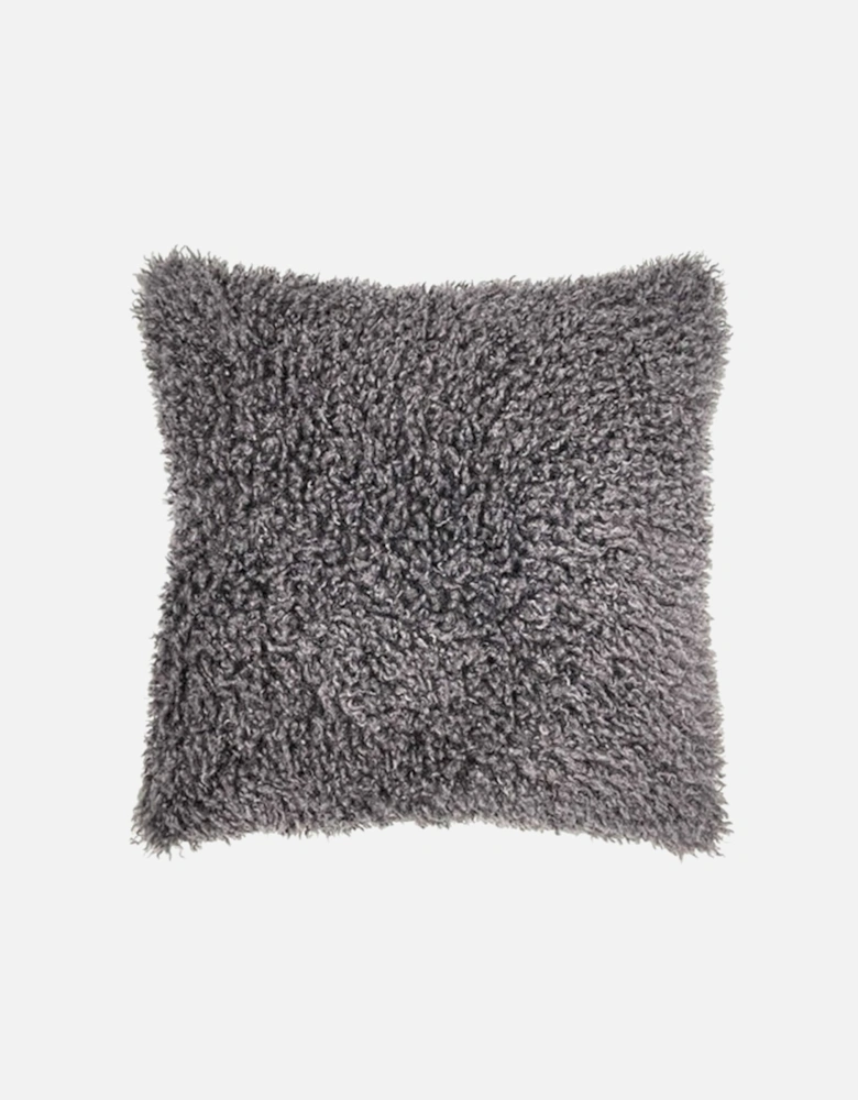 Teddy Faux Mongolian Cushion - Grey