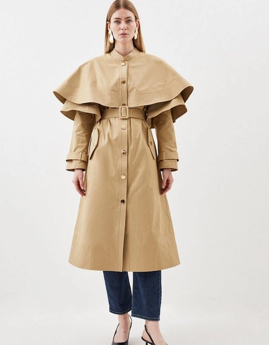 Layered Storm Flap Belted Trench Coat, 5 of 4