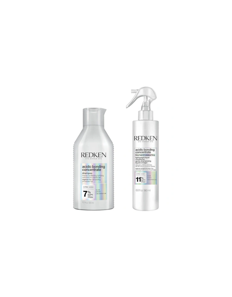 Acidic Bonding Concentrate Shampoo and Lightweight Liquid Conditioner Bond Repair Bundle for Fine Hair