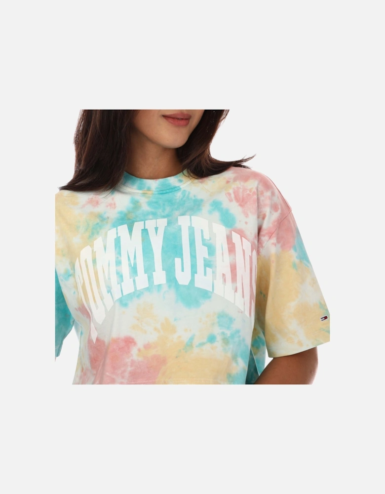 Womens Tie-Dye Oversized Cropped T-Shirt