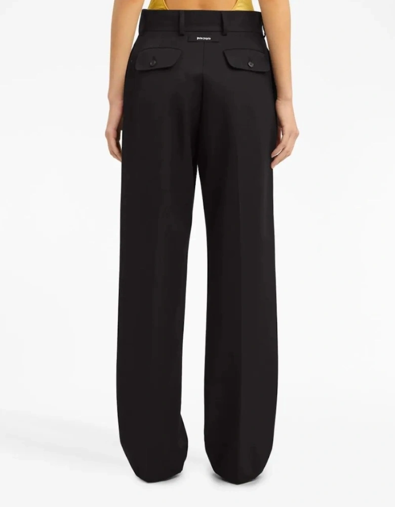 High-rise Straight-leg Trousers Black