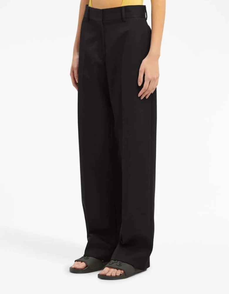 High-rise Straight-leg Trousers Black