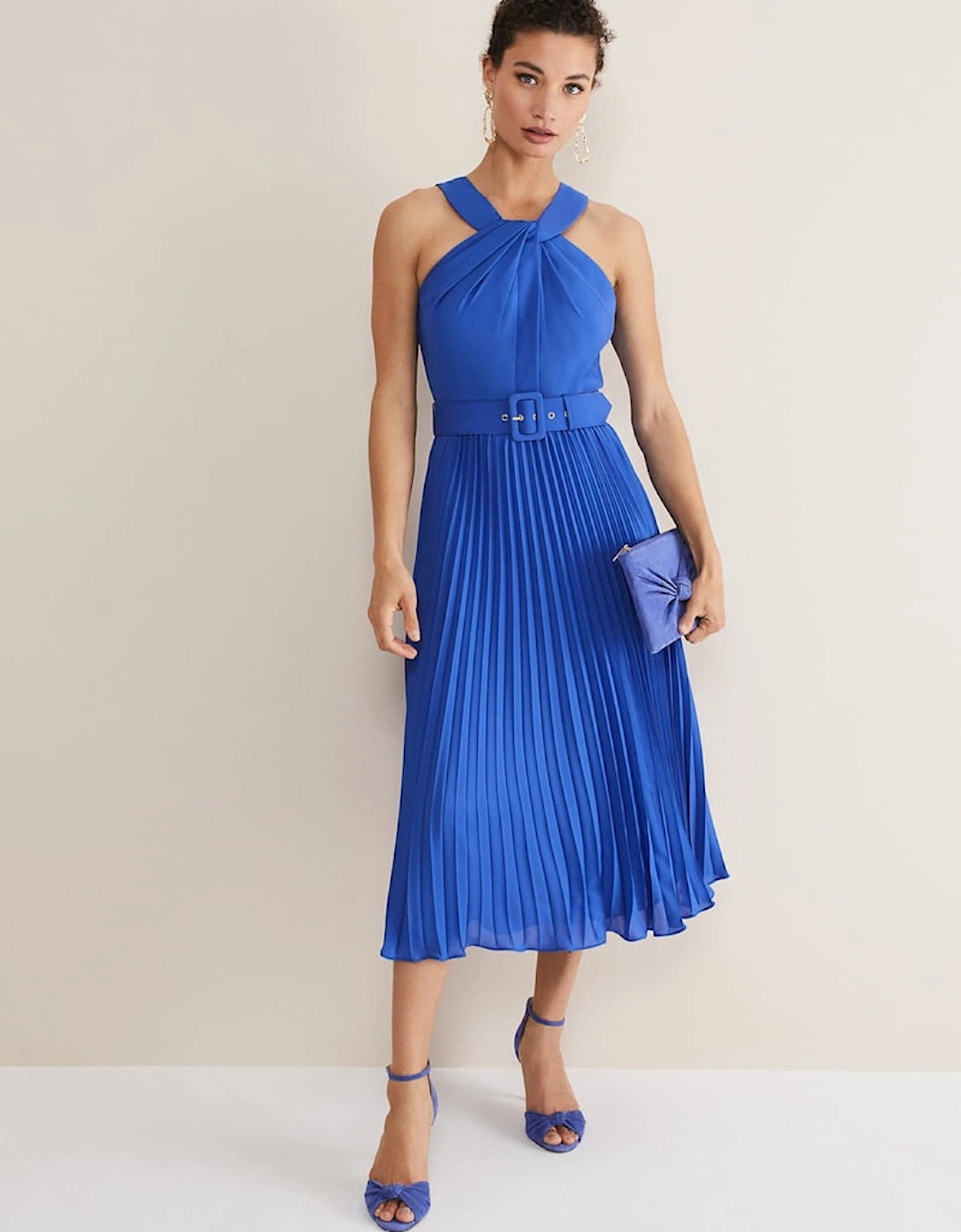 Yas Blue Halterneck Midi Dress, 2 of 1
