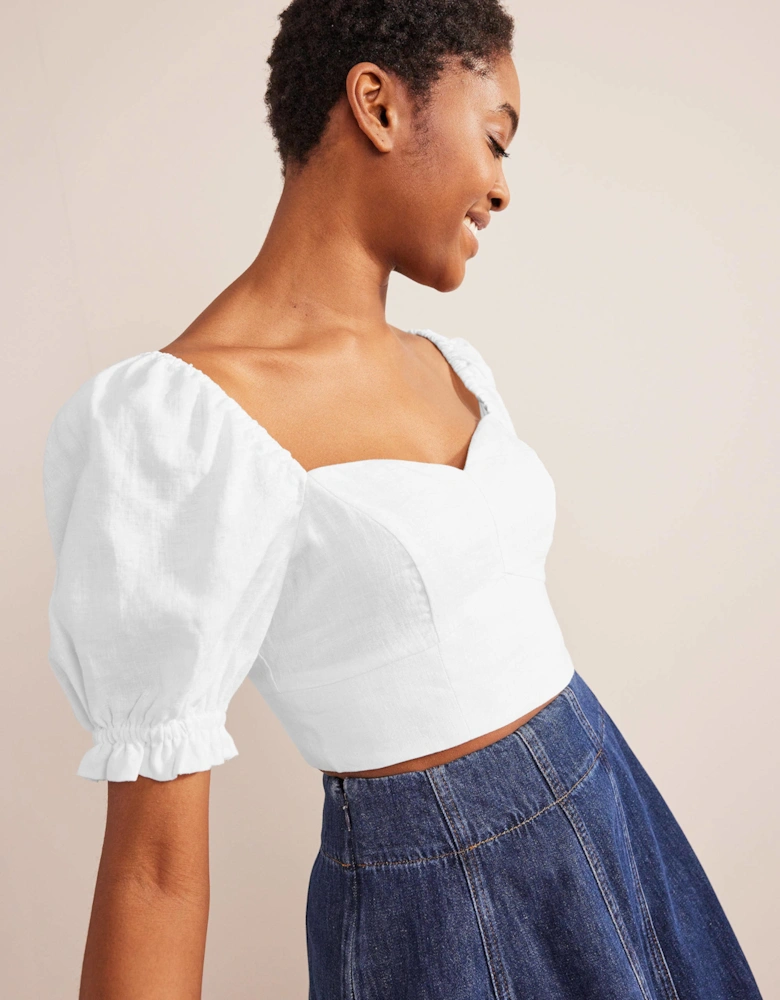 Sweetheart Linen Cropped Top