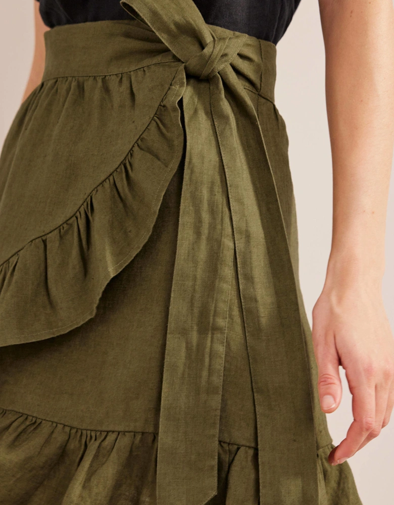 Linen Flippy Wrap Skirt