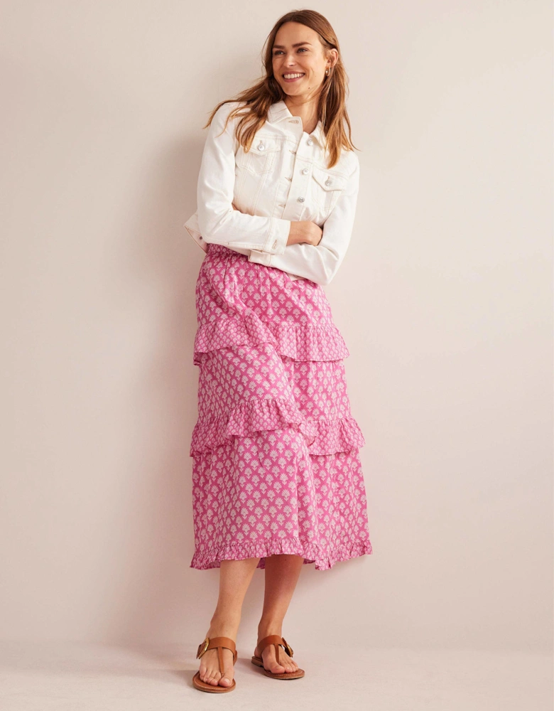 Tiered Cotton Maxi Skirt