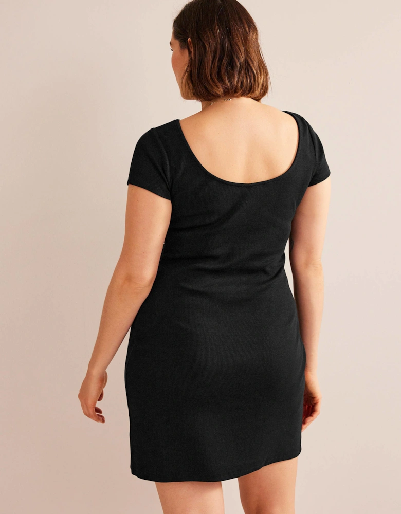 Low-Back Rib Jersey Mini Dress