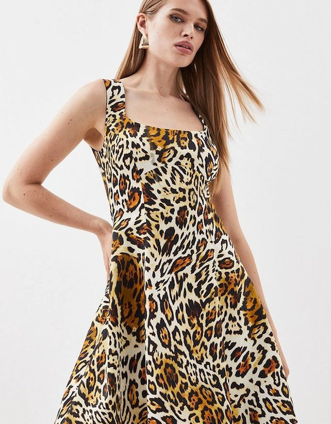 Leopard Print Cotton Sateen Skater Dress, 5 of 4