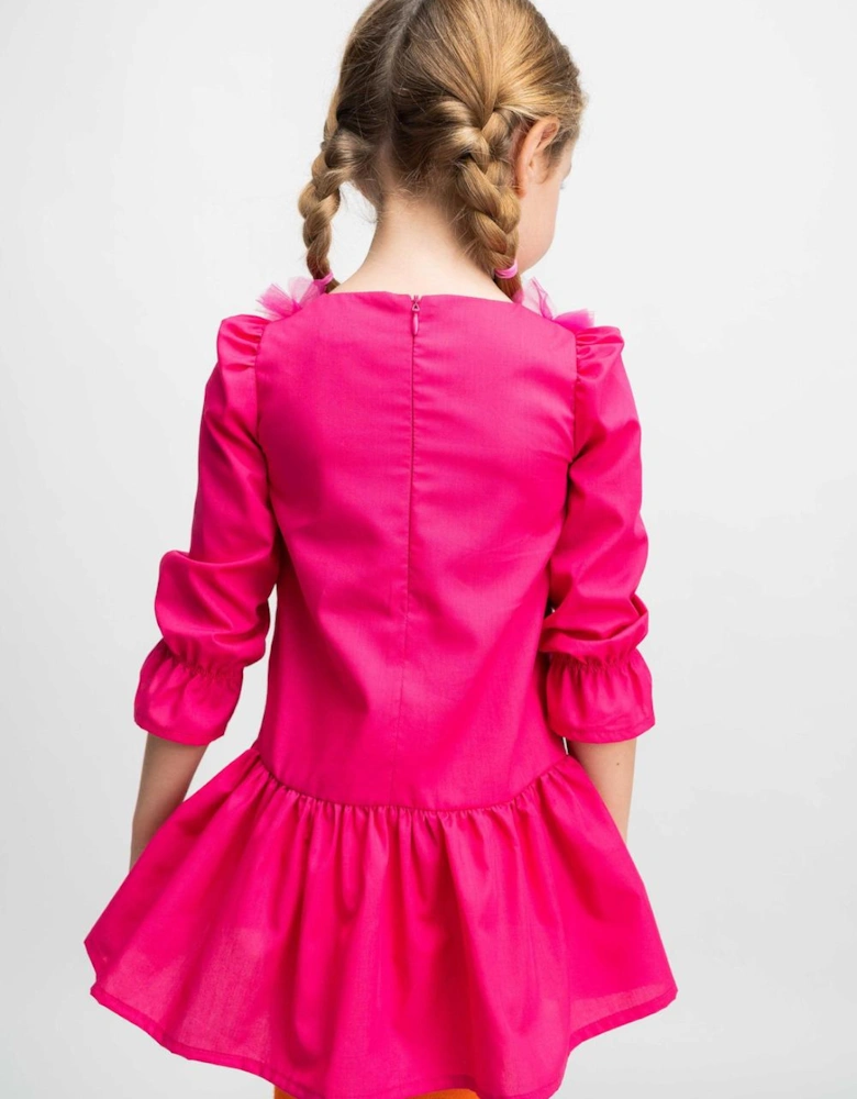 Fuchsia Tulle Shirt Dress