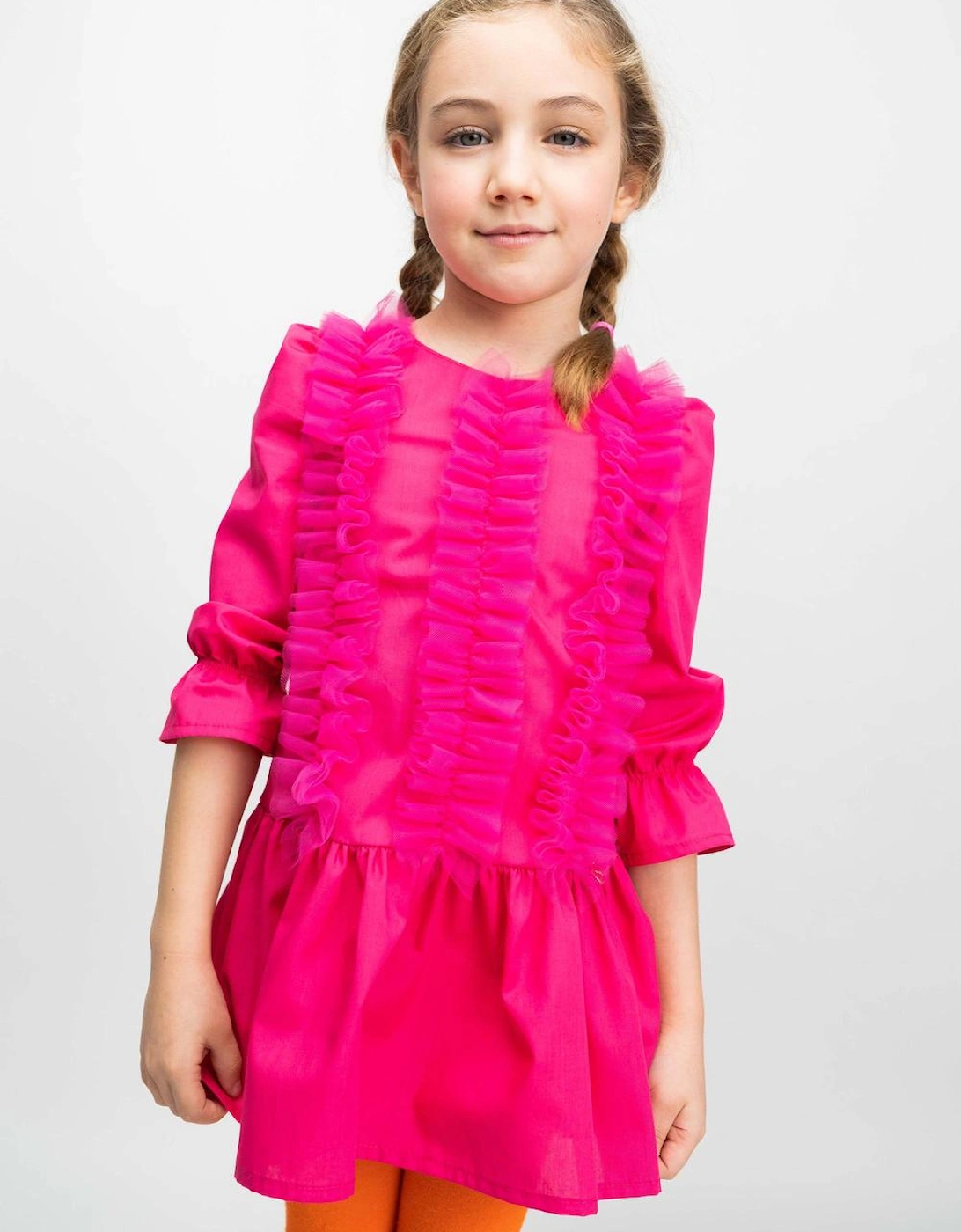 Fuchsia Tulle Shirt Dress