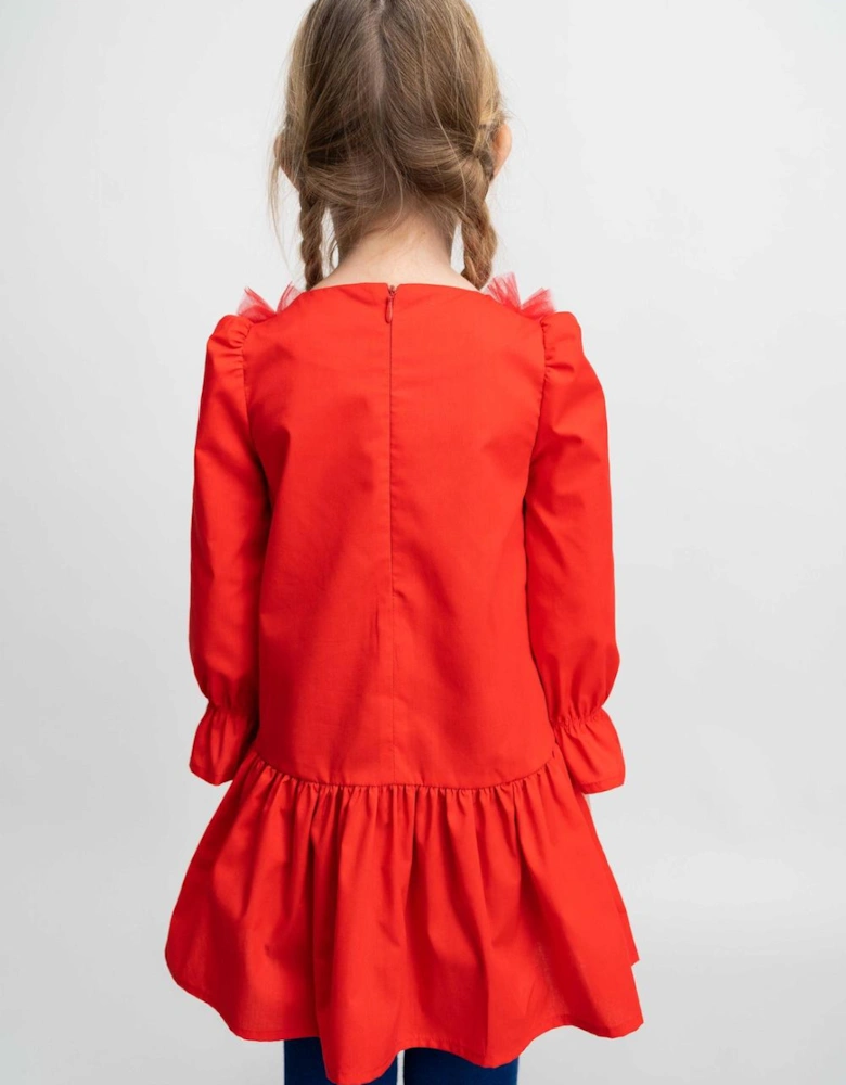 Red Tulle Shirt Dress