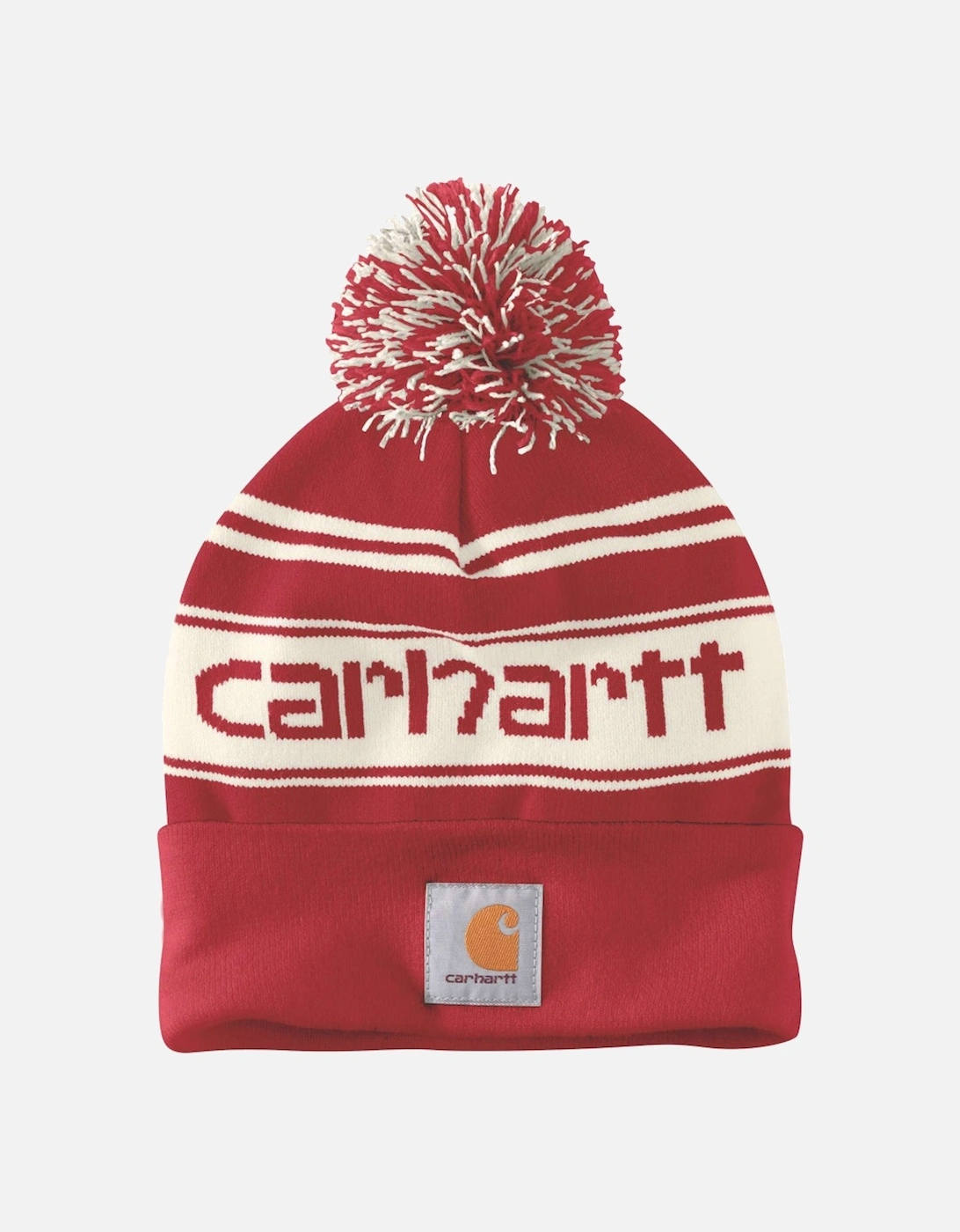 Carhartt Mens Knit Cuffed Rib Knit Fold Up Logo Beanie, 2 of 1