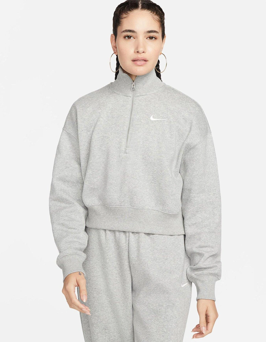 Sportswear Phoenix Fleece Women's Oversized 1/2-Zip Crop Sweatshirt - Grey, 7 of 6
