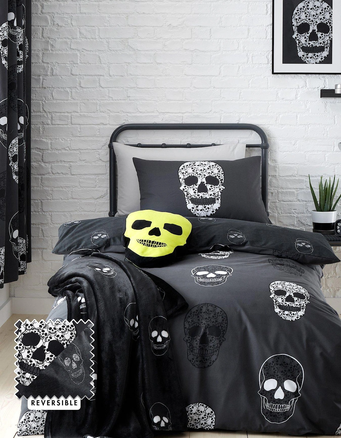 Skulls Halloween Duvet Cover Set - Grey, 2 of 1