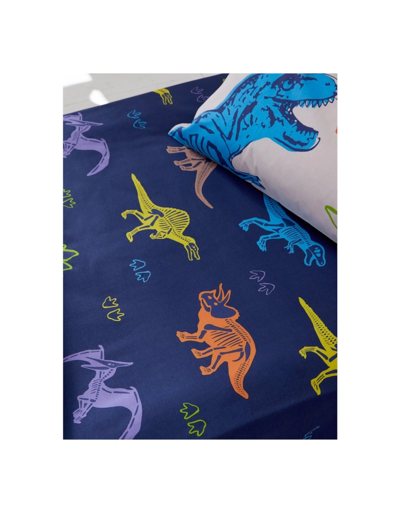 Prehistoric Dinosaurs Fitted Sheet - Blue