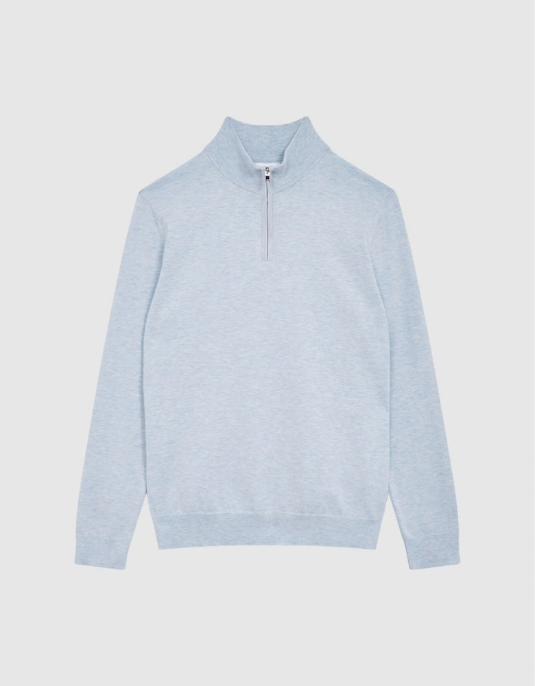 Half Zip Funnel Neck Cotton Jumper