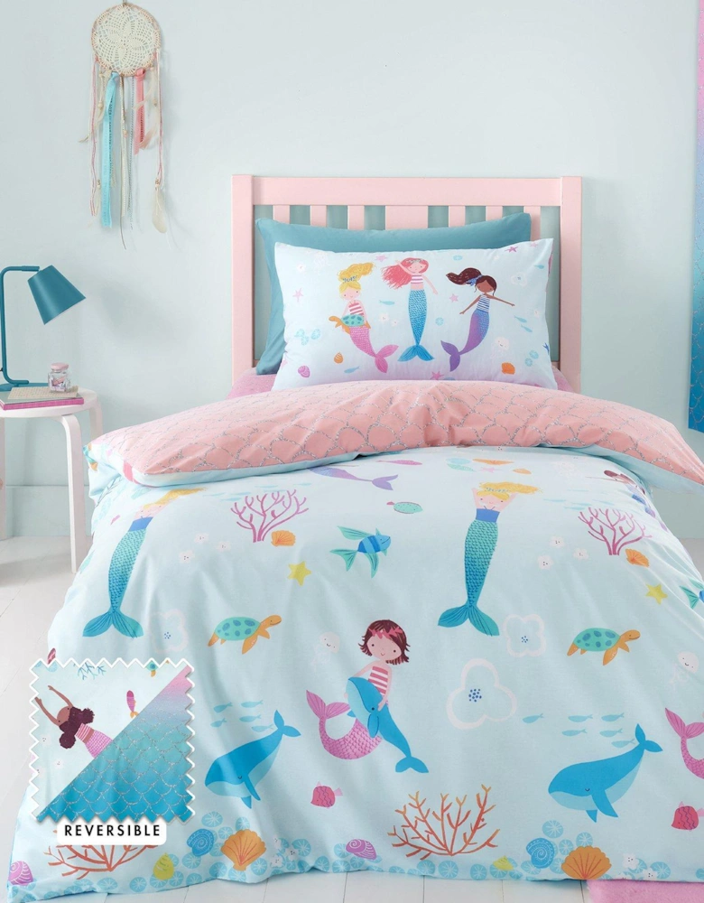 Mermaid Blue Reversible Duvet Cover Set 