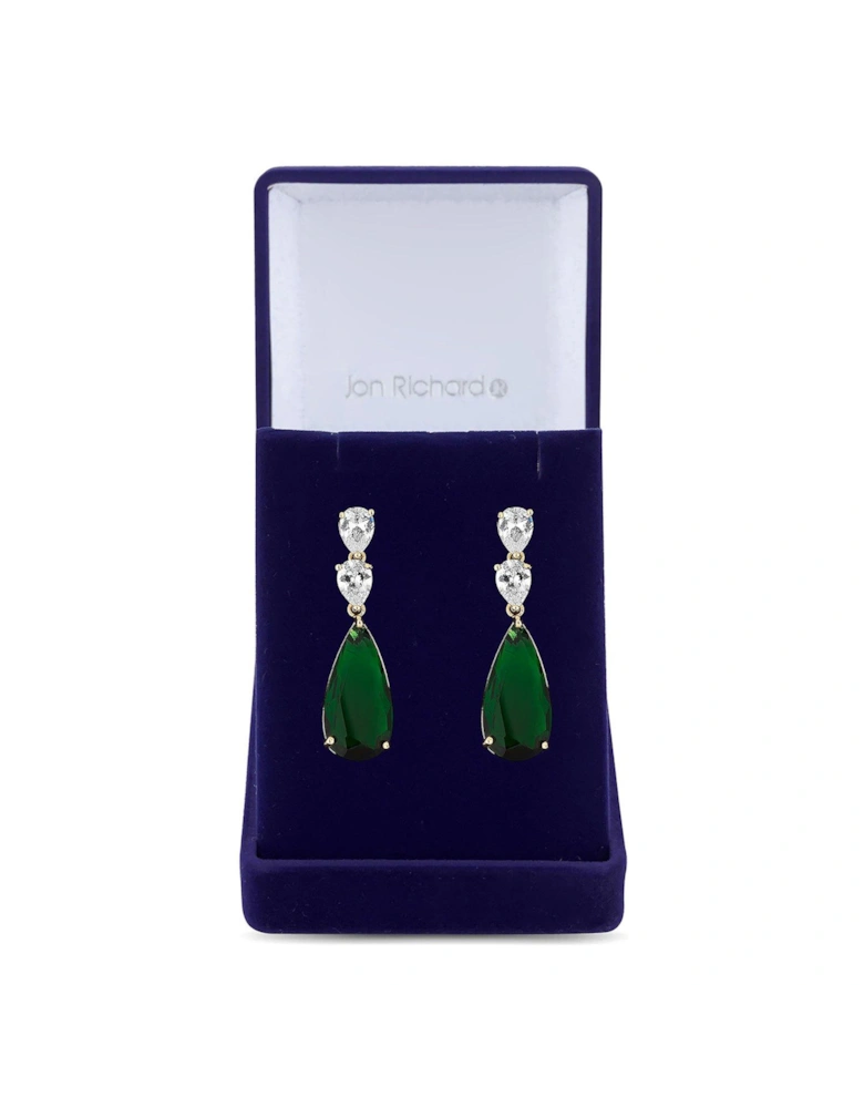 Cubic Zirconia Emerald Green Pear Drop Earring