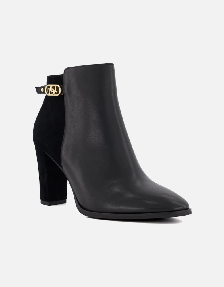 Ladies Olia - Branded-Buckler Block-Heel Ankle Boots