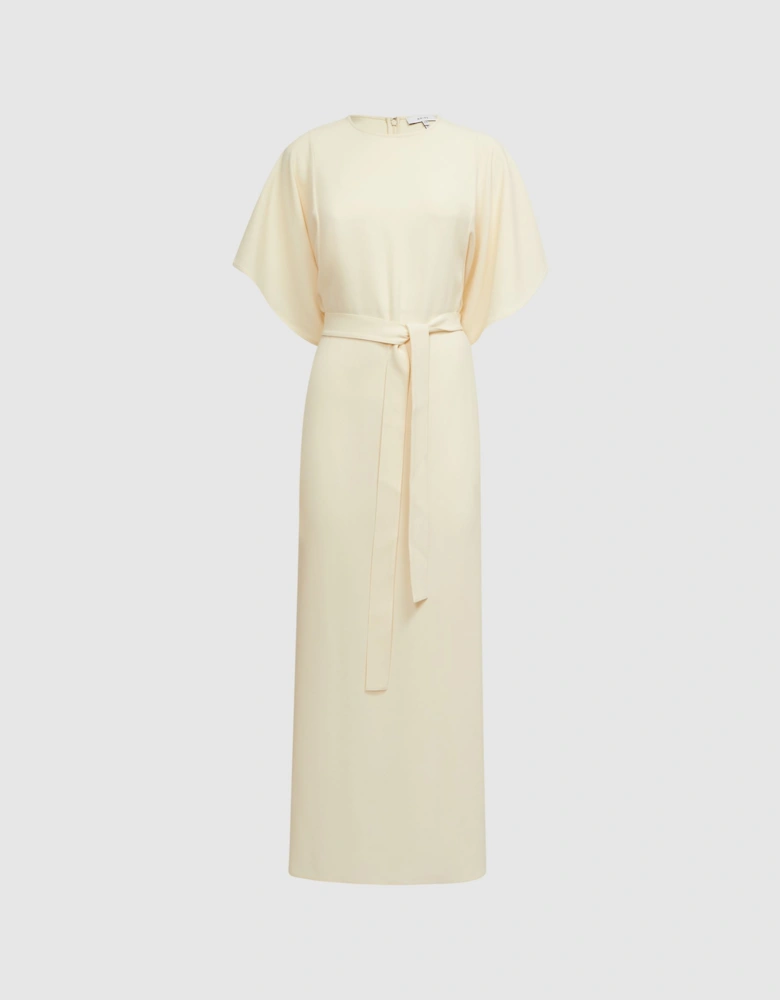 Cape-Sleeve Midi Dress