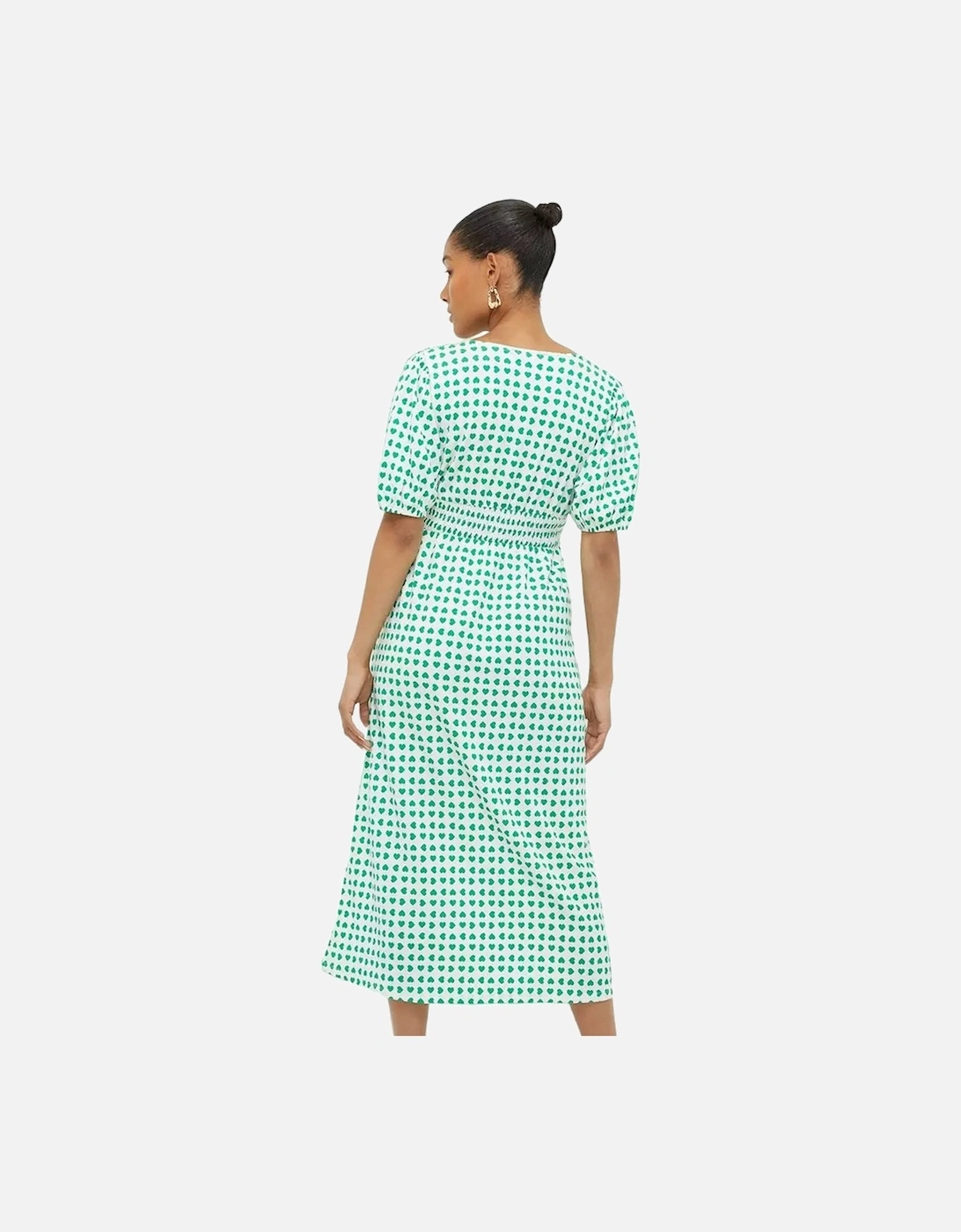 Womens/Ladies Hearts Shirred Waist Midi Dress