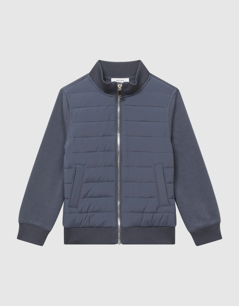 Funnel Neck Quilted Hybrid Jacket