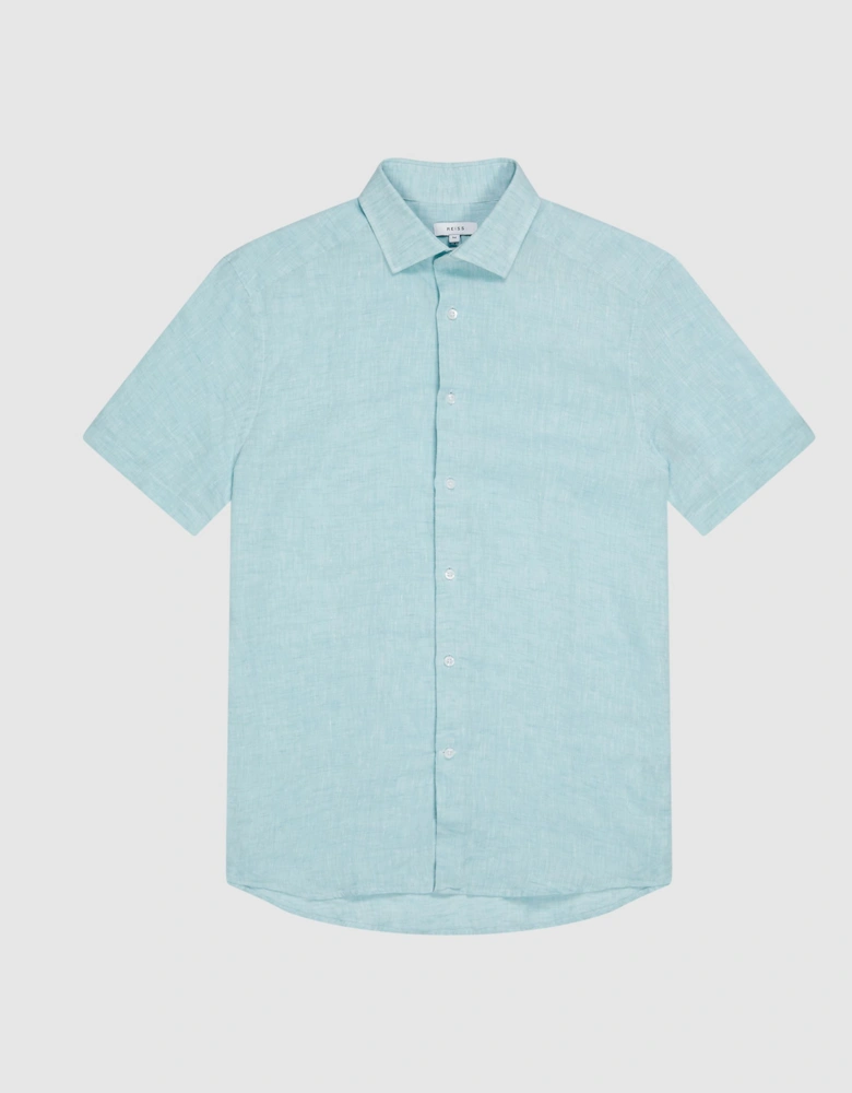 Slim Fit Linen Button-Through Shirt