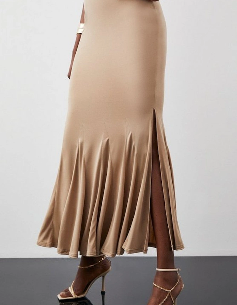 Jersey Crepe Ruched Midi Skirt