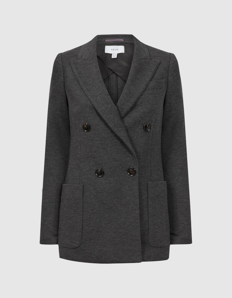 Double Breasted Wool Blend Suit Blazer