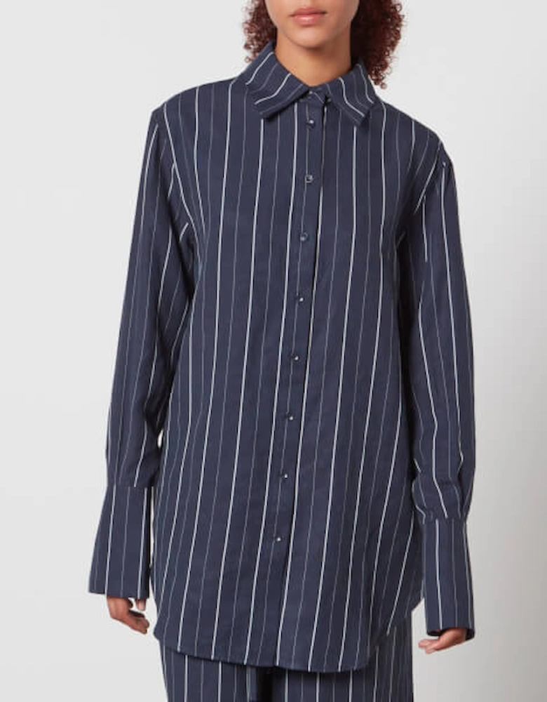 Kayla Pinstripe Wrap Front Lyocell-Blend Shirt