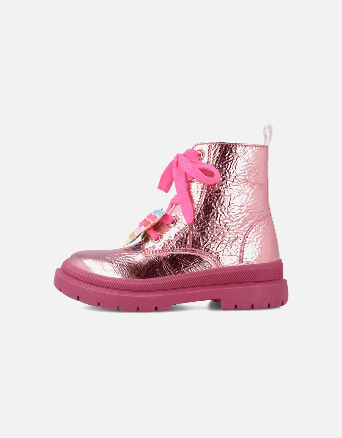 Pink Iridescent Lace Up Boots, 7 of 6