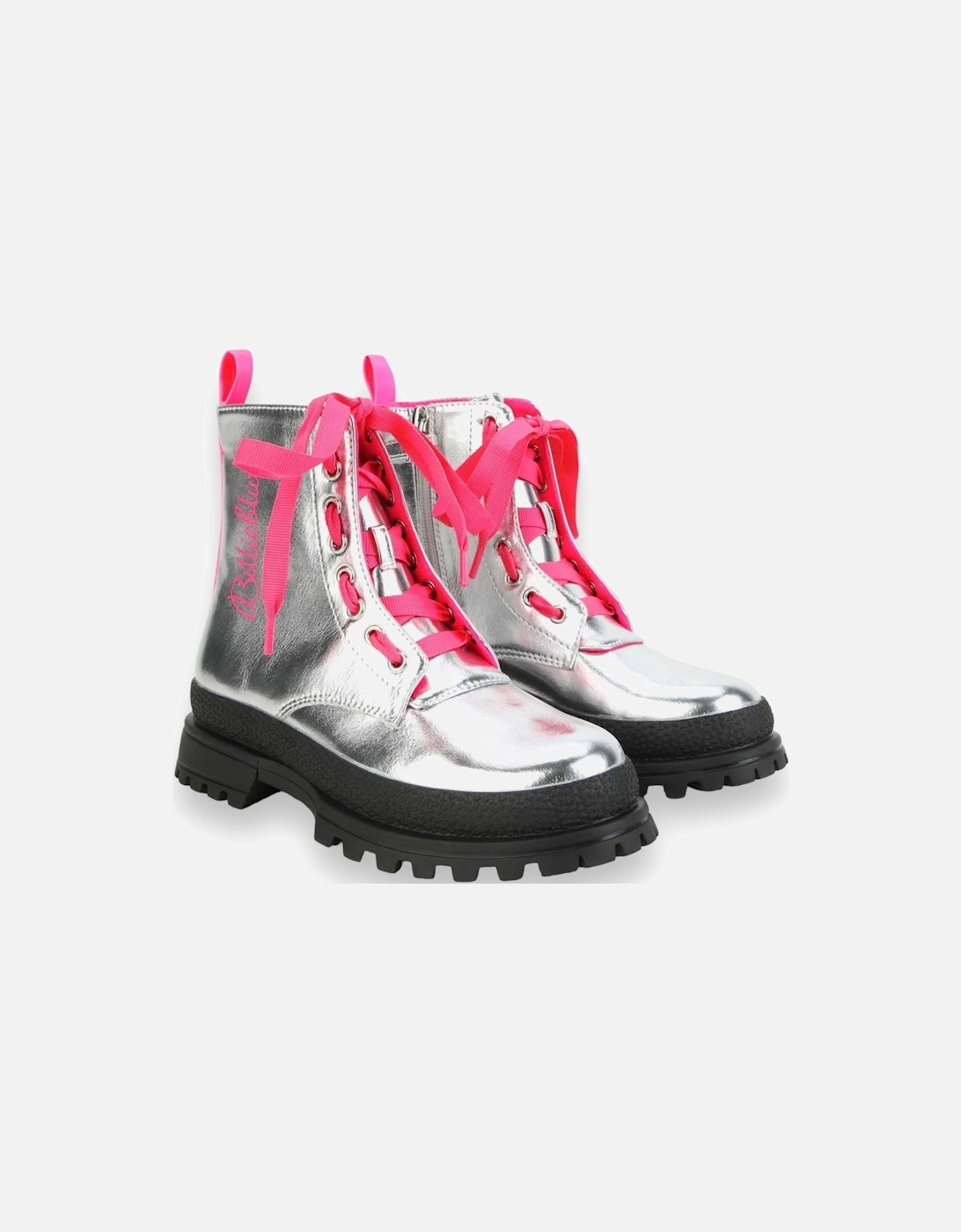 Silver and Fuchsia Lace Up Boots, 7 of 6