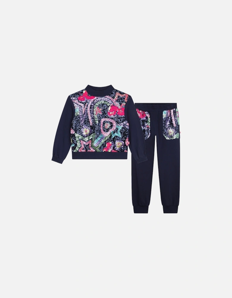 Navy Sequinned Tracksuit Set